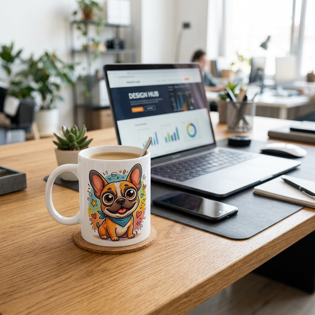 Cană cu caricatură de bulldog